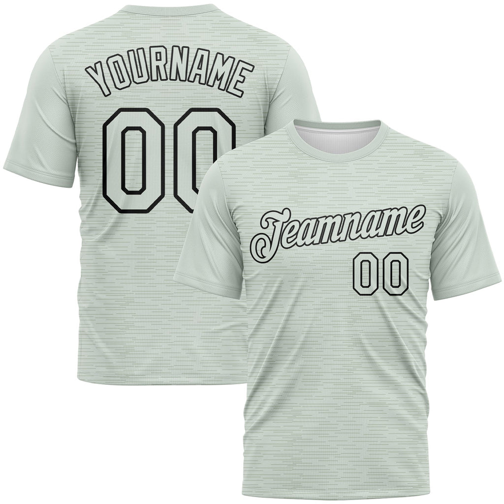 Custom Pea Green-Black Subtle Lineal Performance T-Shirt